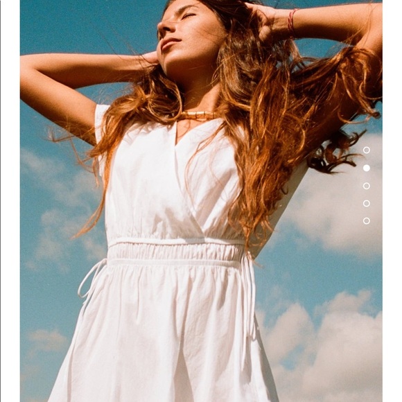 Zara white elastic waist cotton poplin dress - Picture 2 of 7